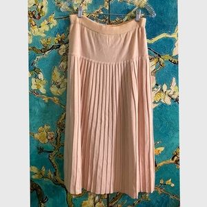 Vintage Adolfo pink knit pleated maxi skirt